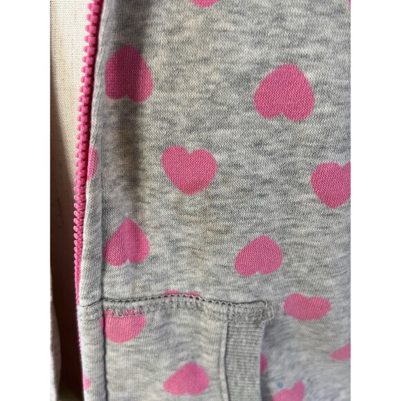 Girls Child Grey / Pink Springtime Hearts Hoodie Hoody Jacket Coat by H&M - Picture 6 of 6